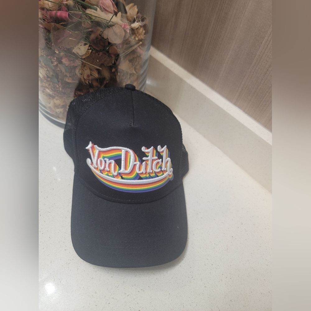 Von Dutch Black Cap with Rainbow Logo